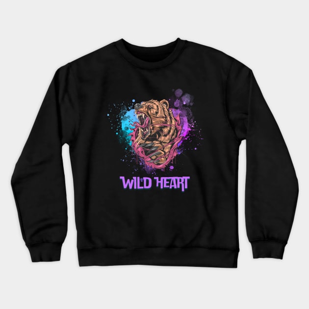 angry bear, wild heart Crewneck Sweatshirt by TrendsCollection